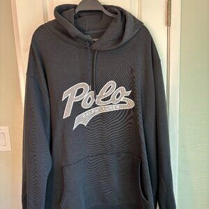 Polo Ralph Lauren Men's 3XLT Black Hoodie with Gray Cotton Mesh Retro Logo
